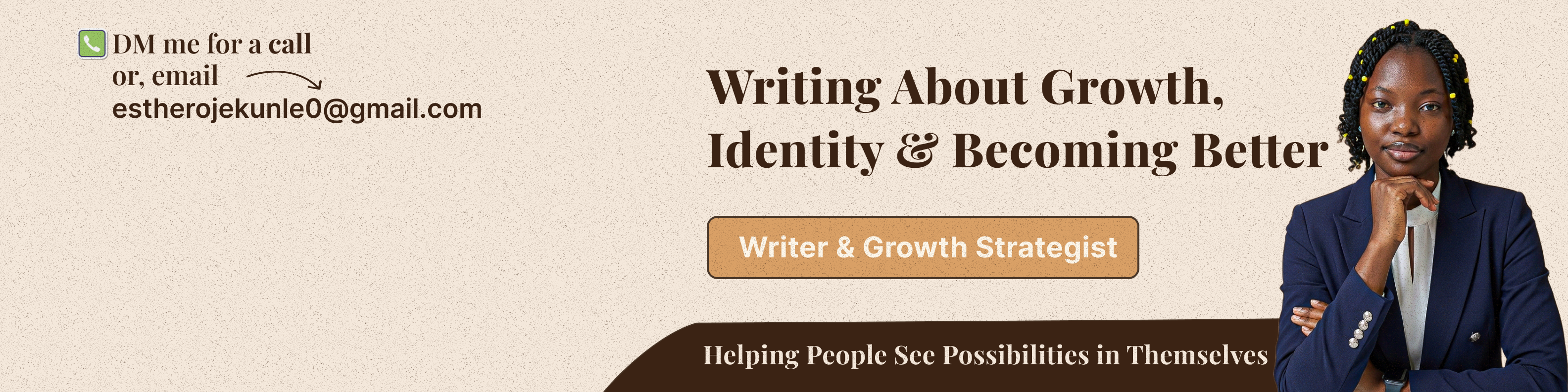 LinkedIn banner designed for Esther